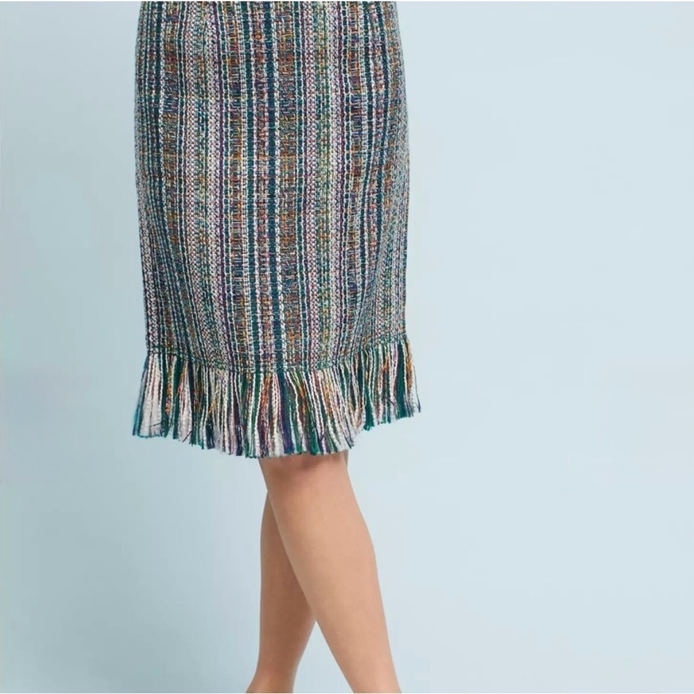 Anthropologie Fringe Multicolored Tweed Skirt
